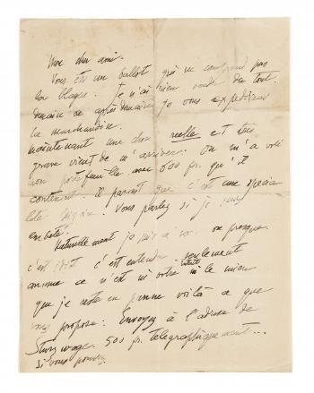 Lettre Autographe Signée by 
																			Amedeo Modigliani